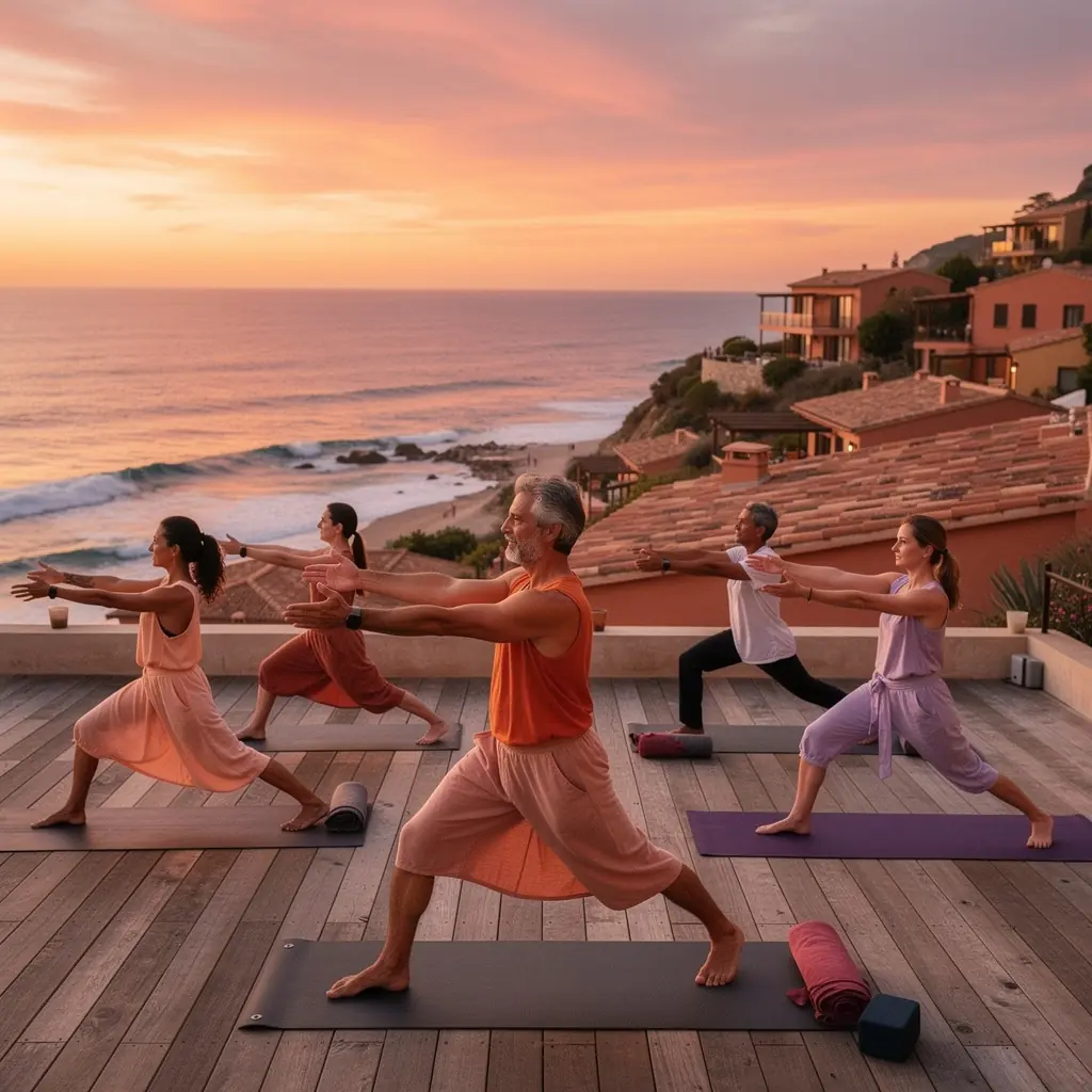 Una persona practicando yoga en una esterilla, enfocándose en la liberación de la fascia mediante posturas suaves.